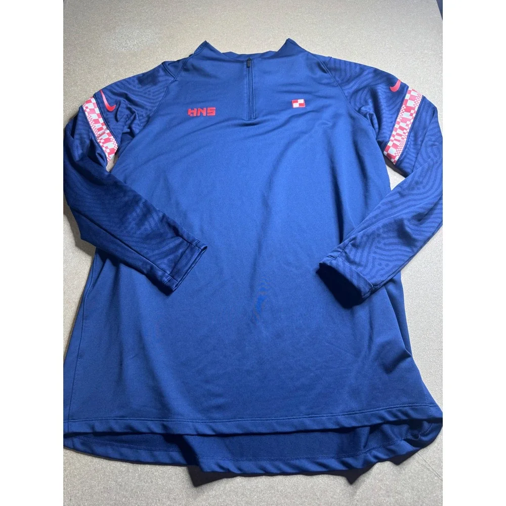 Nike Croatia HNS Dri-FIT Strike Drill Quarter Zip Training Top Blue Mens XL